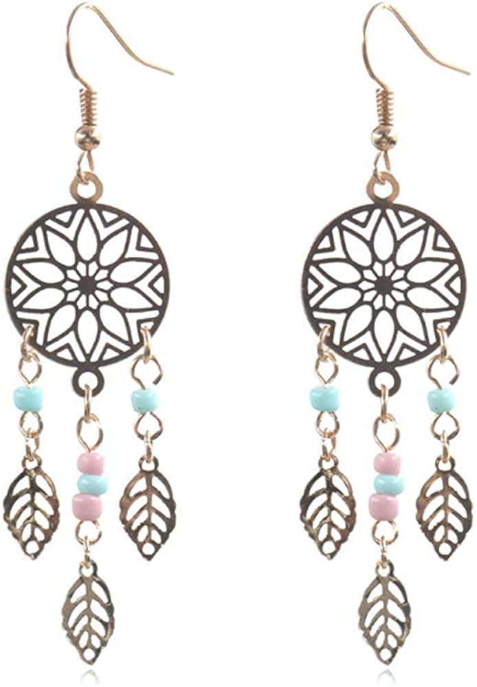 Vintage Boho Statement Drop Dangle Earrings Bohemian Ethnic Handmade Beaded Charms Earring for Women Girls Jewelry Gift 
