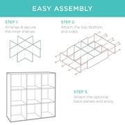Best Choice Products 9-Cube Bookshelf, 11in Display Storage Organizer w/ 3 Removable Back Panels - Greige