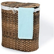 Seville Classics Oval Double Lidded Removable Laundry Hamper, Brown