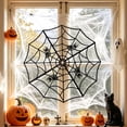 thumbnail image 4 of SLYNSHome Plastic Spider Web Hanging Ornament With Small Spiders,Black Glow In Dark Spiderweb Decor For Window Wall Porch Indoor Outdoor Fall Halloween Spooky Party Decor, 4 of 6