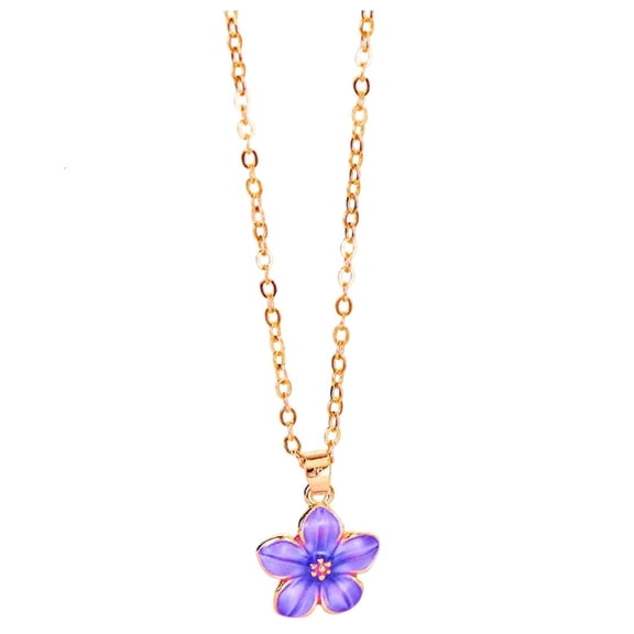 Stylish Cherry Flower Pendant Necklace Multifuntional Neck Jewelry Alloy Texture