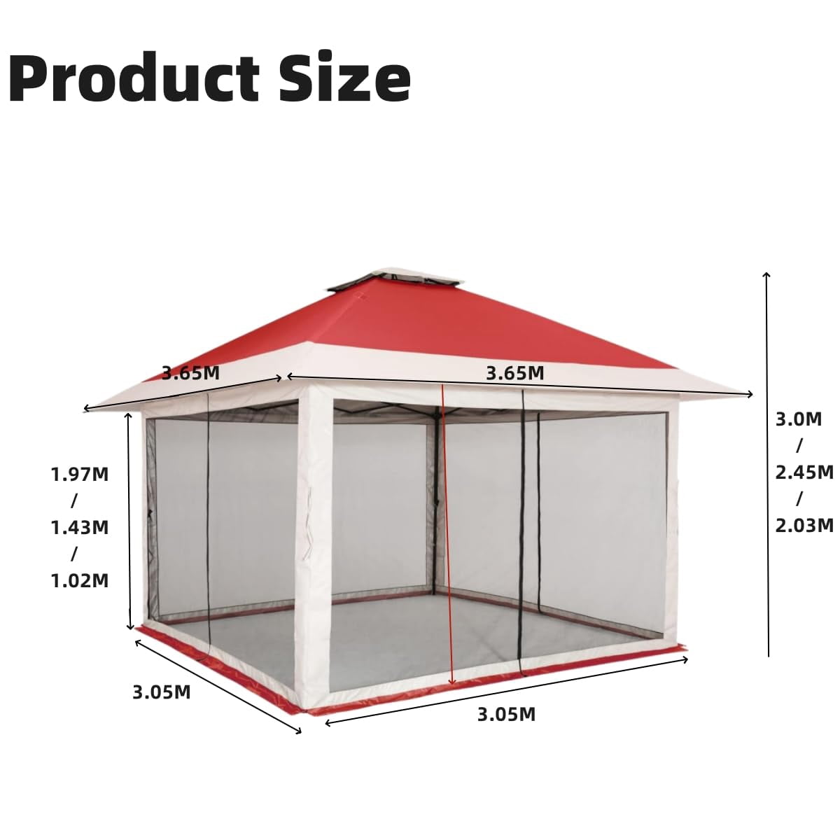Faitaliicy 12*12FT Pop Up Gazebo Outdoor Folding Canopy Shelter 4-Sided Instant Gazebo Tent With Mosquito Netting 4 Sandbags For Lawn Garden Backyard Deck Party & Outdoor Activities