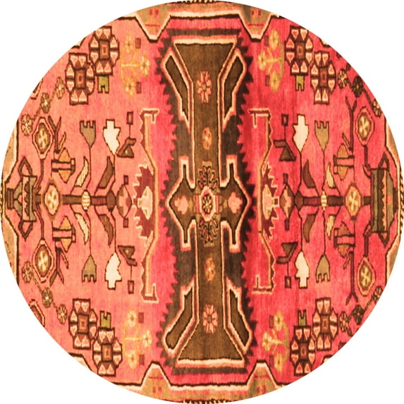 Ahgly Company Indoor Round Animal Orange Traditional Area Rugs, 3' Round