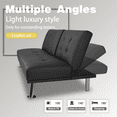 thumbnail image 5 of Lacoo Modern Faux Leather Convertible Futon with Cup Holders & Pillows, 65" Black, 5 of 6