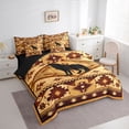 thumbnail image 2 of Manfei Retro Wolf 7-Piece King Bedding,Vintage Check Pine King Bed in a Bag,Golden,Black Reversible, 2 of 7
