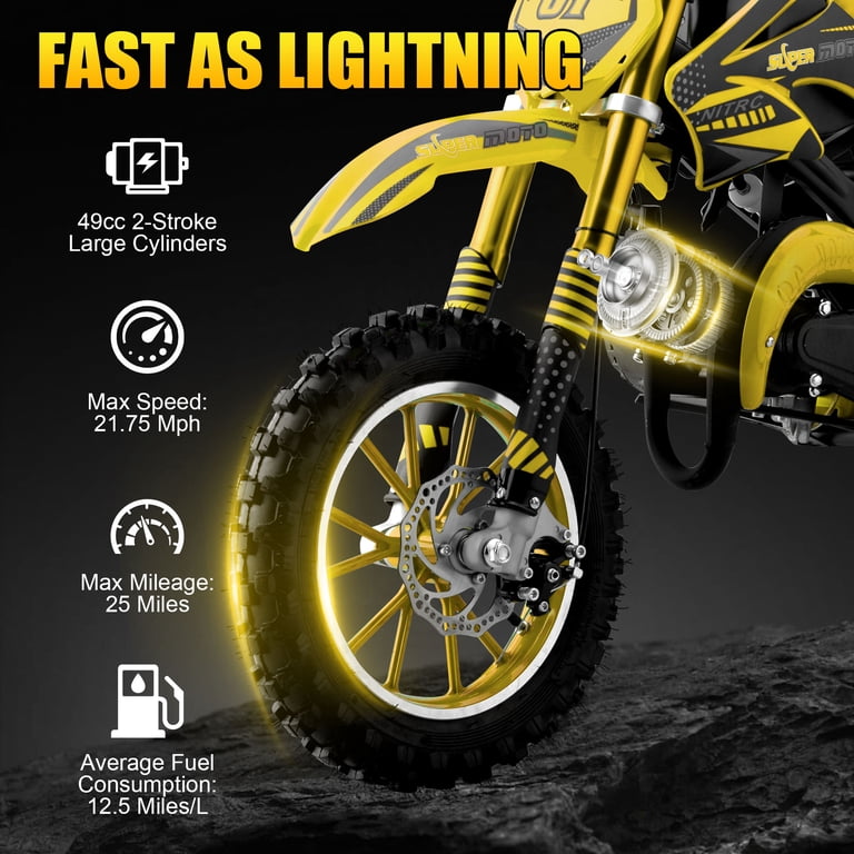 Flisdtry Fourche Choc 49CC 2 Stroke Pour Mini Dirt Pit Pro Trail Bike - Jaune