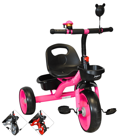 Triciclo para Niños con Timbre y Espejo Ruedas de Eva Canastas Trasera y Delantera Apto a partir de 2 Años Soporta hasta 20 kg - Rosa