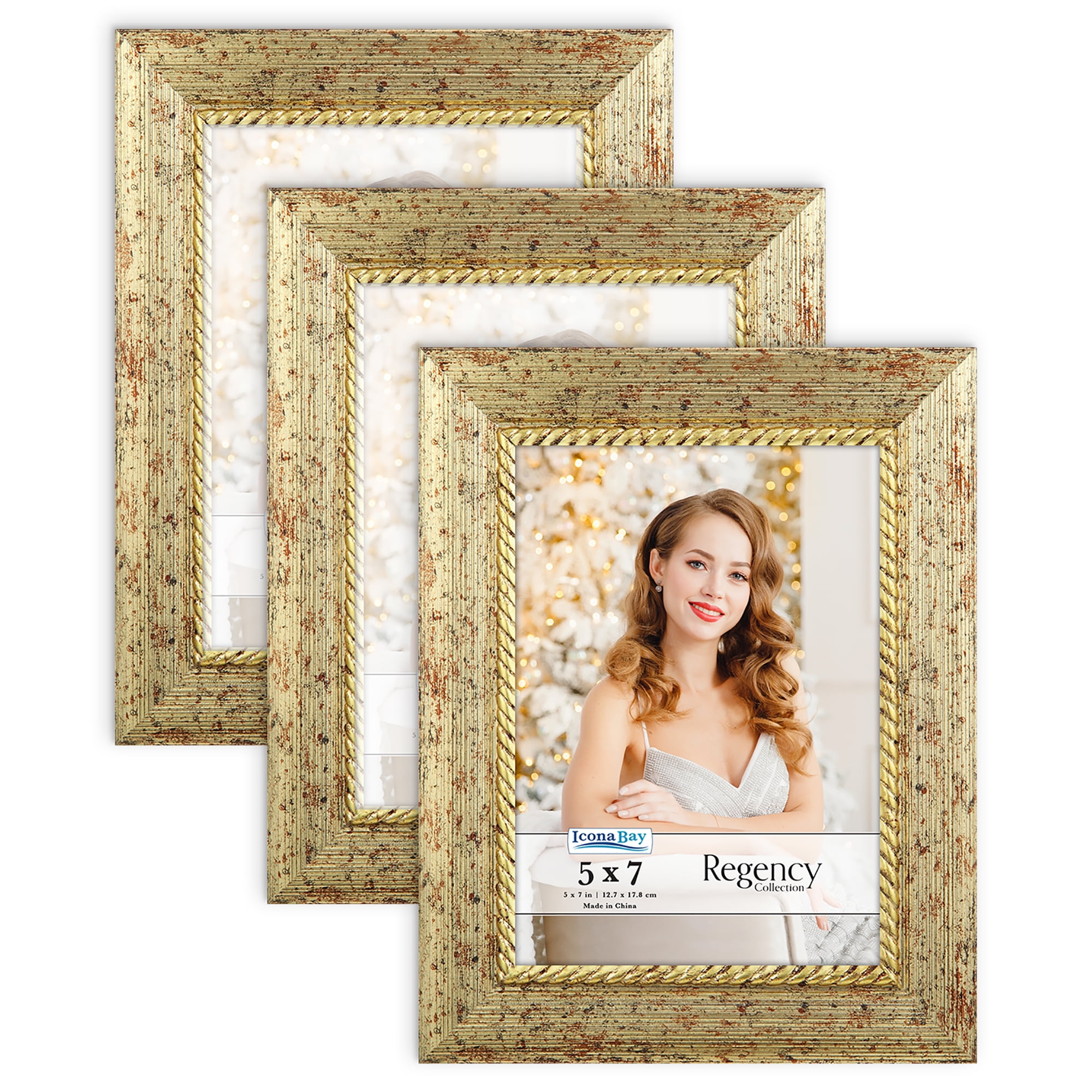 Linden Ridge Picture Frames 4x6 Set of 2,Photo Frame Photo Display for Tabletop and Wallmount Decor 