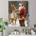 thumbnail image 4 of Qisvanset 12x16 Inch Vintage Santa Reindeer Canvas Wall Art, Classic Christmas Oil Painting Holiday Home Decor, 4 of 8