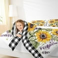 thumbnail image 4 of Manfei Sunflower Lavender Print Queen Comforter Set,Natural Scenery Bedding Sets,Classic Geometric Checkered Bedding Comforter Set For Girls Kids,Microfiber Bedroom Decor Reversible,3pcs, 4 of 8