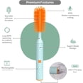 thumbnail image 3 of KinderSense Büki Electric Baby Bottle Cleaning Brush Set - Rechargeable Electric Bottle Brush (Green/Orange), 3 of 7