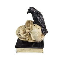 ChicYu Halloween Skull Figurine Decor Creatives Resin Art Ornament for Tabletop Display Spooky Intricate Design Easy to Place Reusable Holiday Decoration