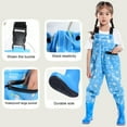 thumbnail image 3 of ZACPNCV Kids Rain Pants Toddler Waterproof Boys Girls Pants Mud Dirty Proof Rain Suspender Trousers Bib Overalls Blue 10-11 Years, 3 of 4
