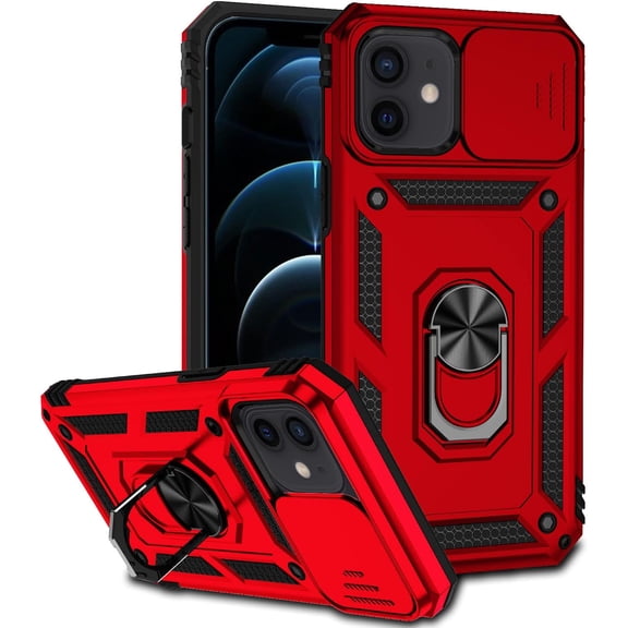MYKOMI for iPhone 12/12 pro case with Camera Cover & Kickstand Military Grade Shockproof Heavy Duty Protective with Magnetic Case for iPhone 12/12 pro