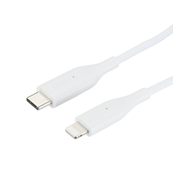 onn. White Lightning to USB-C Charging Cable, 3 Feet