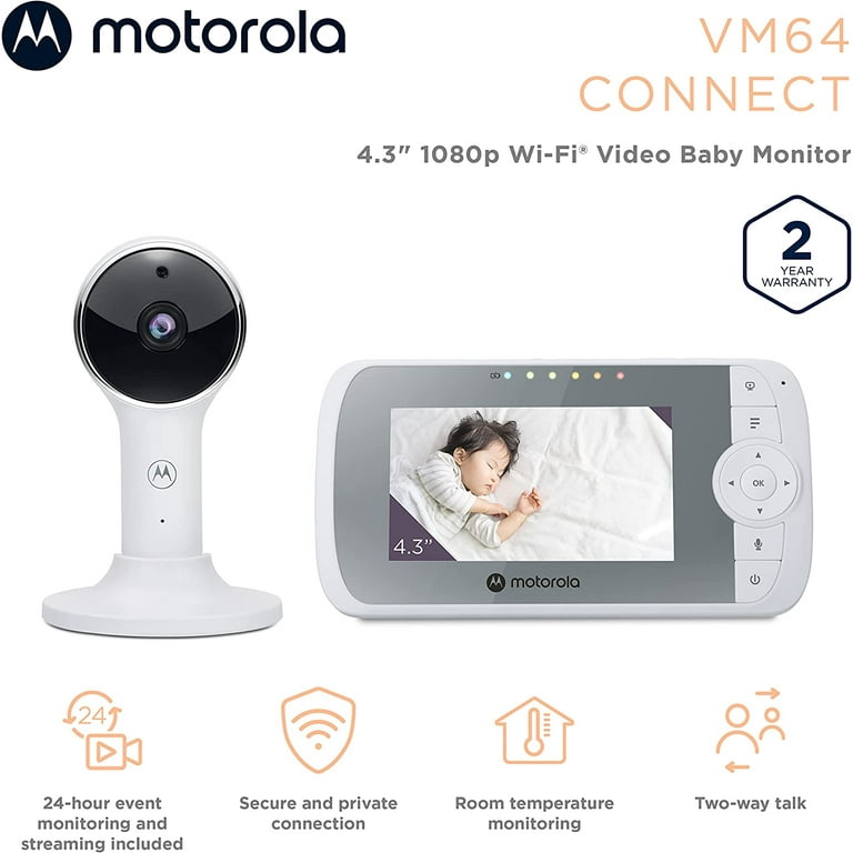 Motorola VM64 HD 1080p Wi-Fi Baby Monitor w/ 4.3" Color Screen & Zoom Camera | Two-Way Talk - Walmart.com