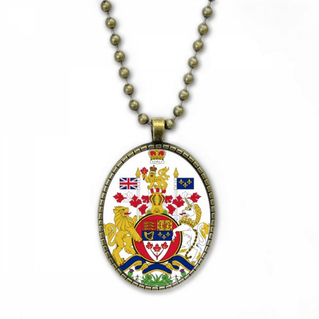 Canada National Emblem Country Necklace Vintage Chain Bead Pendant Jewelry Collection