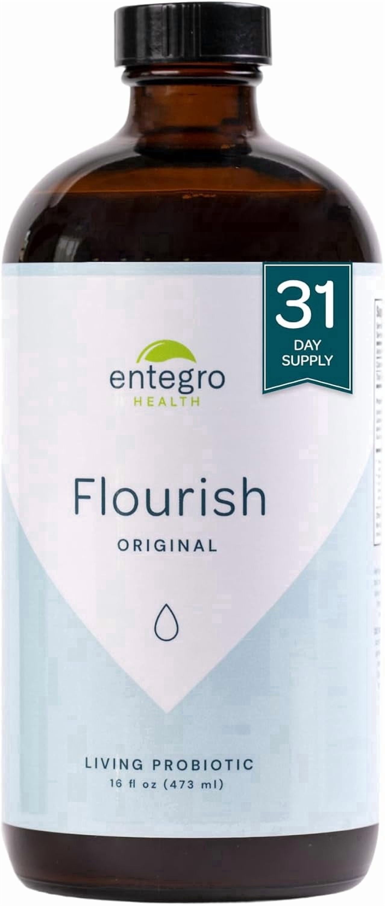 Entegro Health Flourish Original Liquid Probiotic & Postbiotic Supplement, 16 fl oz Plastic Bottle
