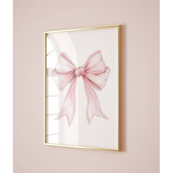Pink Bow Nursery Poster Grandmillenial Coquette Aesthetic Poster Trendy Apartment Decor Vintage Bows Baby Girl Room Ribbon Home Decor, 8x12 UNFRAMED