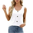thumbnail image 4 of aidice Tank Tops for Women Cotton Sleeveless Button Crewneck Tops Summer Vacation Beach Tanks Solid Color, 4 of 5