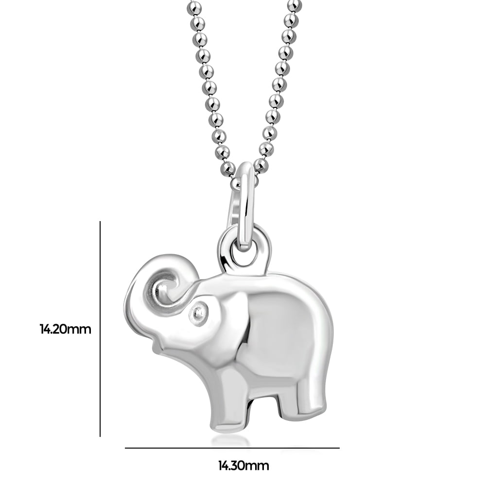 Womens 925 Sterling Silver Elephant Pendant Necklace
