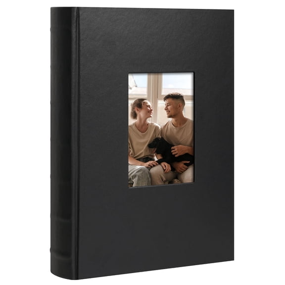Vienrose Photo Album 4x6 300 Photos with Memo Area Leather Cover Large Capacity Pictures Book for Wedding Family Baby Vacation Black