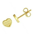 thumbnail image 3 of JewelStop 14K Yellow Gold Diamond-Cut Post Heart Earrings with Push Back Clasp, 3 of 5