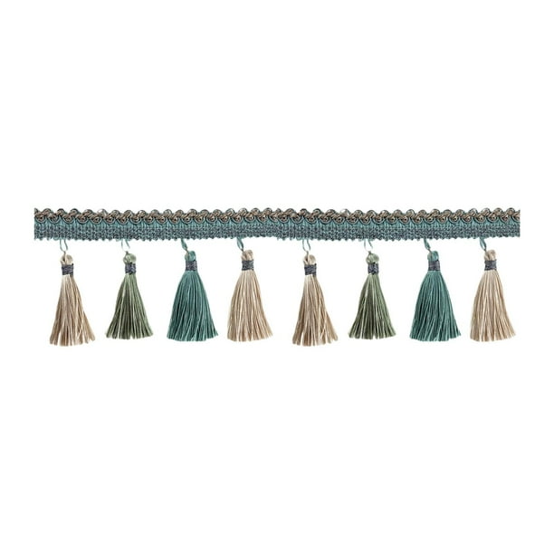 Flecos de poliéster para manualidades, flecos de poliéster de 8,9 cm de ancho, encaje azul
