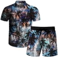 thumbnail image 5 of Up To 50% Off Summer Saving Clearance Axiiglly Hawaiian Shirt for Men Casual Button Short Sleeve Shirts Set Floral Printed Shorts Beach Tropical Matching Hawaiian Outfits, 5 of 9