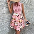 thumbnail image 2 of EQWLJWE Robe Longue pour Femmes Mode Féminine Col Rond Sans Manches Taille Haute Imprimé Nœud Papillon Robe Ligne A, 2 of 3