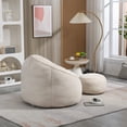 thumbnail image 4 of Newest Bean Bag Chair for Adult, Microfiber Upholstered Bean Bag Sofa, Shell-Shaped Beanbag Chair with Footstool, Memory Foam Stuffed Lazy Sofa for Living Room, Bedroom, 4 of 9