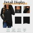 thumbnail image 5 of Mengpipi Women’s Tops Fall Spring Long Sleeve Crew Neck Textured Knit Side Slit Comfortable Casual Pullover Shirts S-2XL, 5 of 7