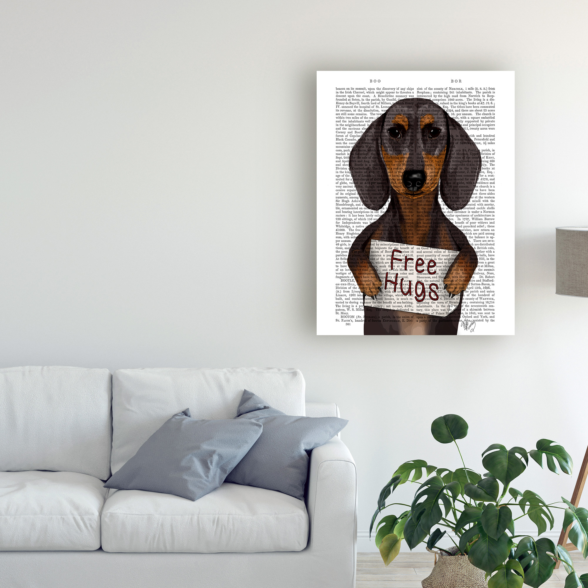 Trademark Fine Art 'Dachshund, Free Hugs' Canvas Art by Fab Funky