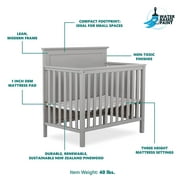 Dream On Me Ava 4-in-1 Convertible Mini Crib, Pebble Grey