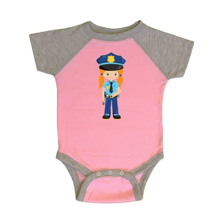 

Inktastic Cute Girl Police Girl Orange Hair Police Uniform Gift Baby Girl Bodysuit