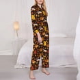 thumbnail image 2 of KLL Autumn Forest Small Animals Lazy Print Women's Long Sleeve Pajamas with Pants Sleepwear Loungewear 2 Set-Large, 2 of 8