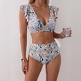 thumbnail image 3 of Minjewel Women High Waist Ruffled 2 PC Bikini Swimsuit Fashion Beach Bathing Suit, Yellow XL, 3 of 6