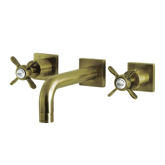 Kingston Brass KS6123BEX Essex Double-Handle Wall Mount Bathroom Faucet, Antique Brass