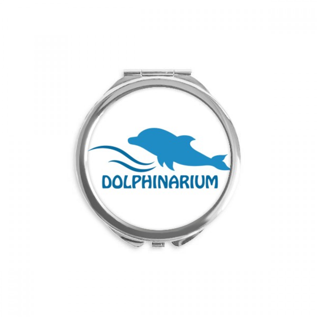 Bleu Océan Swimng Dauphin Modèle à la Main Miroir Compact Rond Portable Poche Verre