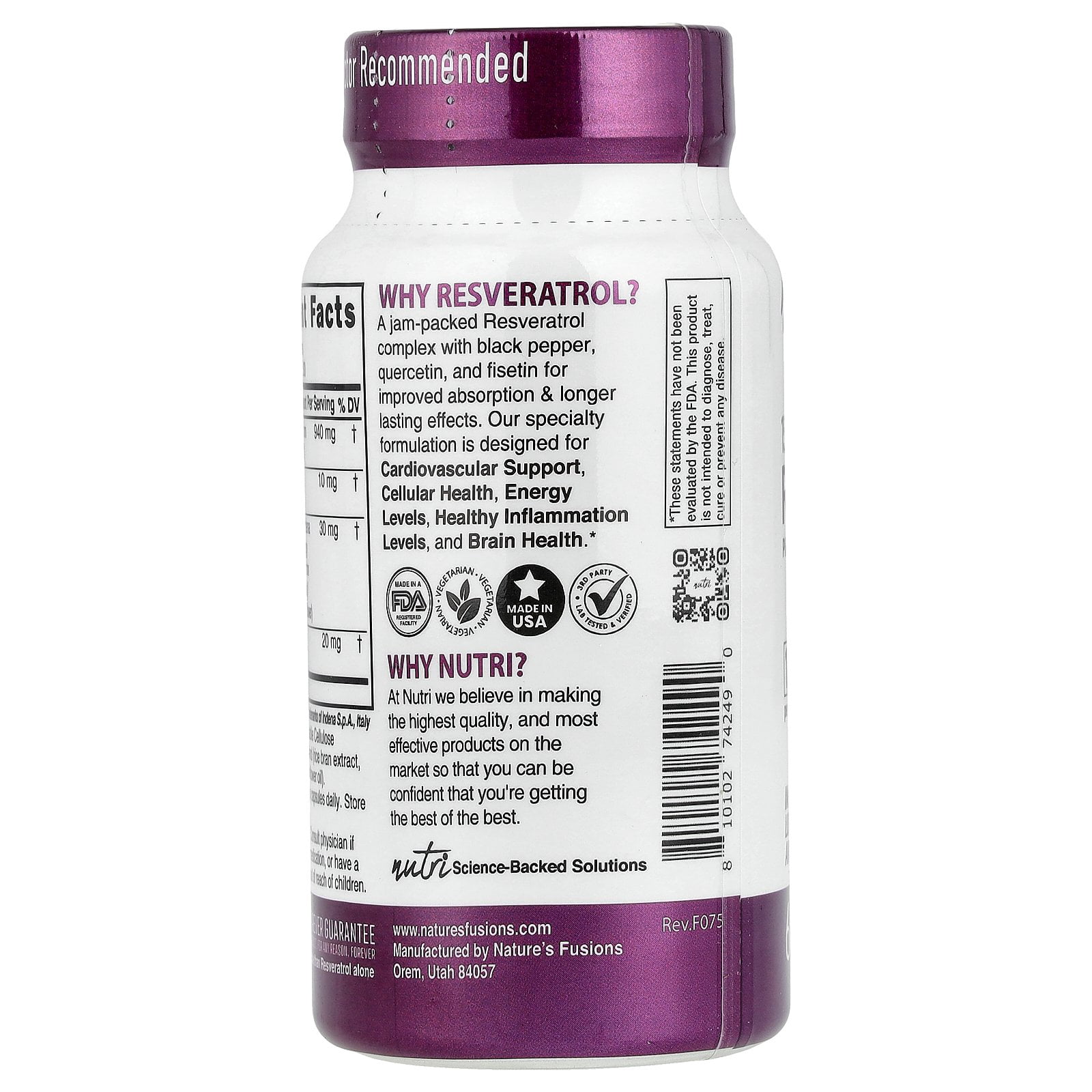 Nutri Resveratrol+, 60 Vegan Capsules