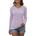 thumbnail image 2 of gbyLJF T-Shirts for Women Long Sleeve Lightweight Workout Casual Tops Solid Color V-Neck Sun Protective Shirt Quick Dry Tees, 2 of 6