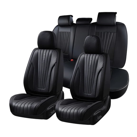 FLORICH Car Seat Covers, 5 Seats Waterproof Faux Leather Seat Cushions, Auto Protectors Universal Fit Most Cars, Black