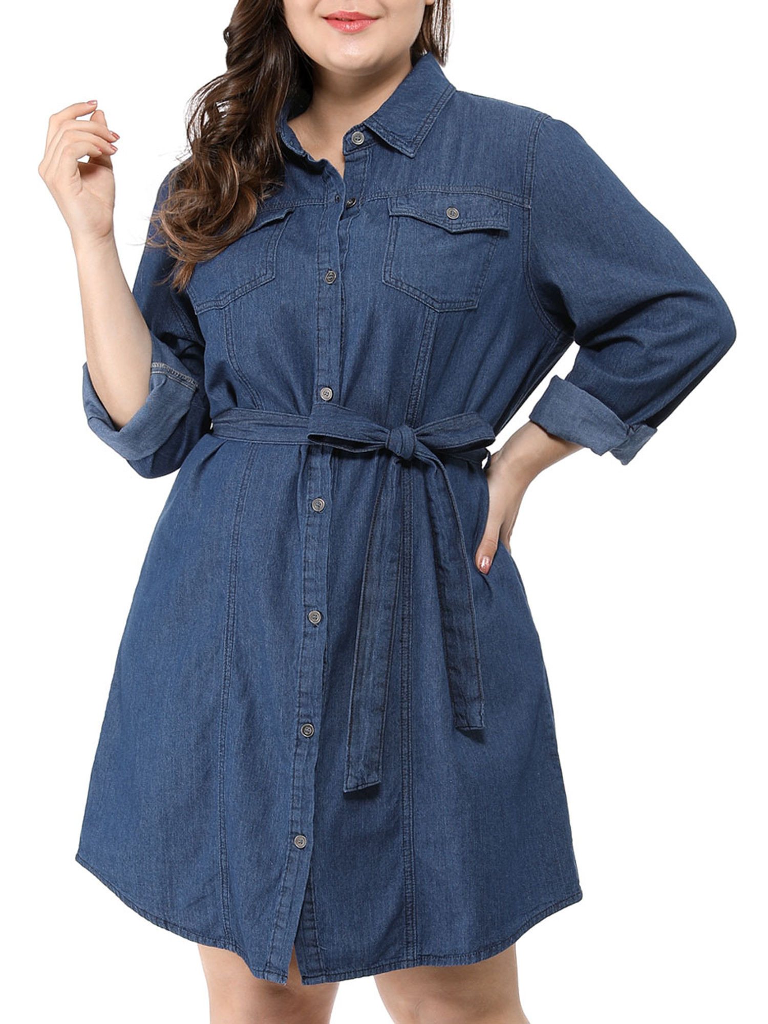 plus size denim dress walmart