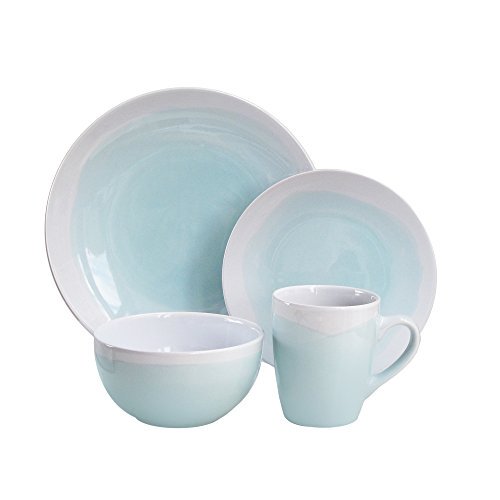 American Atelier 6692-16-RB Oasis Ensemble de Vaisselle (16 Pcs), Menthe/blanc