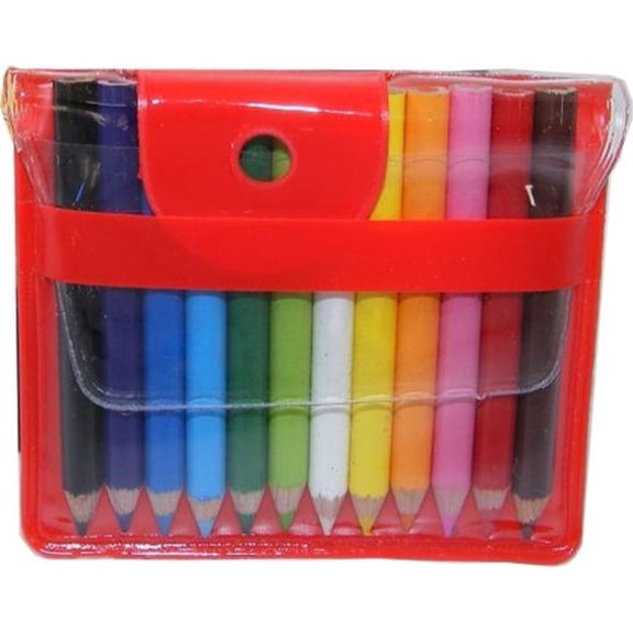 Bc Usa 12 Mini Colored Pencils In Handy Pouch (Random Color: Red, Yellow or Blue, Single Pouch)