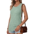 thumbnail image 3 of MOSHU 2 Pack Tank Tops for Women Crew Neck Sleeveless Tops Dressy Casual Loose Fit Summer Shirts, 3 of 9