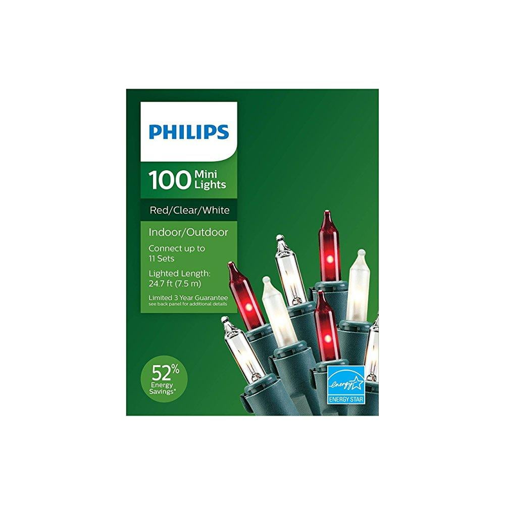 philips 100ct red/frosted white/clear string lights (051 04 4894)