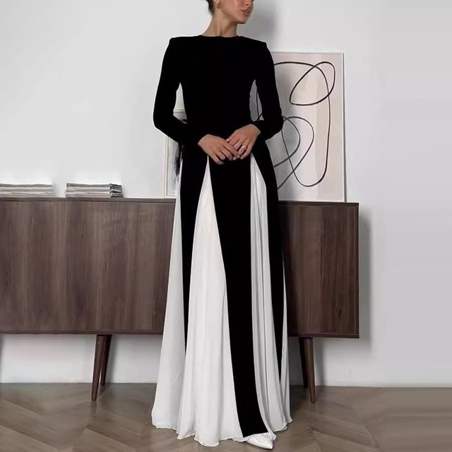 WILLBEST Vestidos Floreados Para Mujer 2025 Vestido Belleza Ajustado De Manga Larga Con Cuello Redondo Y Tirantes Anchos