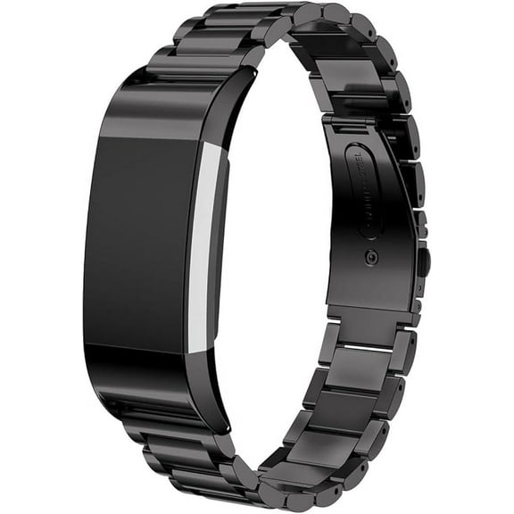 FIEWESEY Metal Watchband Compatible with Fitbit Charge 2 Quick Easy Fit Stainless Steel Wristband Strap Replacement for Charge 2 Smartwatch Accessory,Black