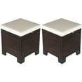 thumbnail image 2 of Outsunny 2 Pieces Wicker Outdoor Ottomans with Cushions, 3-in-1 PE Rattan Ottoman Seat, Footrest and Side Table for Backyard, Poolside, Beige, 2 of 9